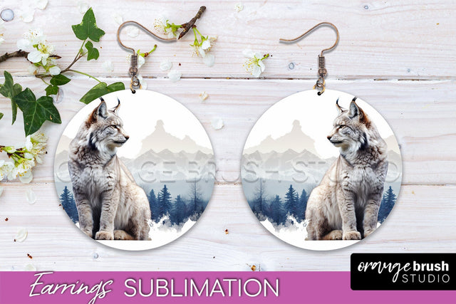 Wild Animals Round Earring Sublimation, Wildlife Earring PNG Sublimation OrangeBrushStudio 