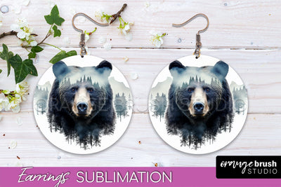 Wild Animals Round Earring Sublimation, Wildlife Earring PNG Sublimation OrangeBrushStudio 