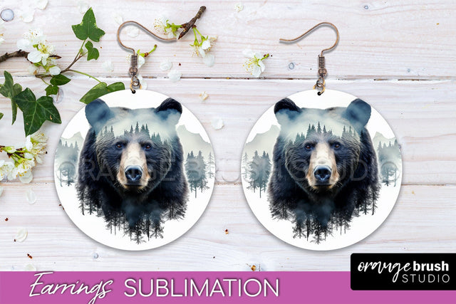 Wild Animals Round Earring Sublimation, Wildlife Earring PNG Sublimation OrangeBrushStudio 