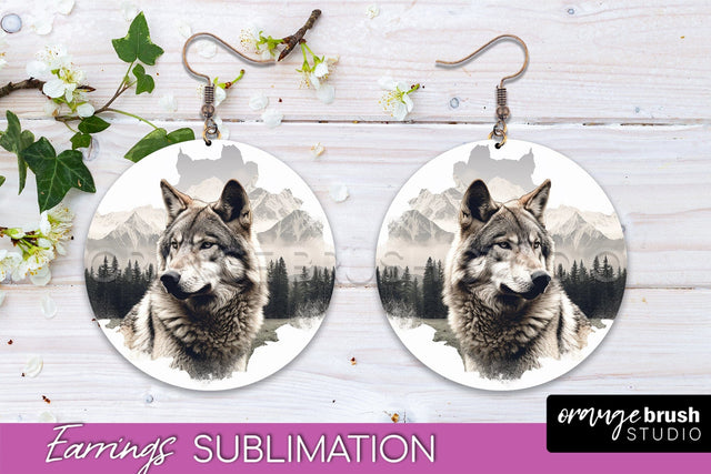 Wild Animals Round Earring Sublimation, Wildlife Earring PNG Sublimation OrangeBrushStudio 