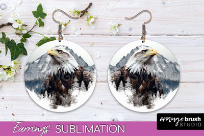 Wild Animals Round Earring Sublimation, Wildlife Earring PNG Sublimation OrangeBrushStudio 
