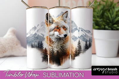 Wild Animals Tumbler Wrap, Mountain Tumbler Sublimation Sublimation OrangeBrushStudio 