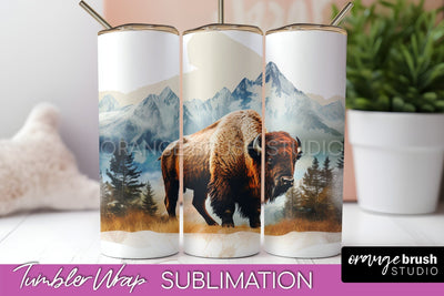 Wild Animals Tumbler Wrap, Mountain Tumbler Sublimation Sublimation OrangeBrushStudio 