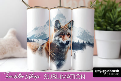 Wild Animals Tumbler Wrap, Mountain Tumbler Sublimation Sublimation OrangeBrushStudio 