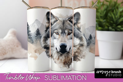 Wild Animals Tumbler Wrap, Mountain Tumbler Sublimation Sublimation OrangeBrushStudio 