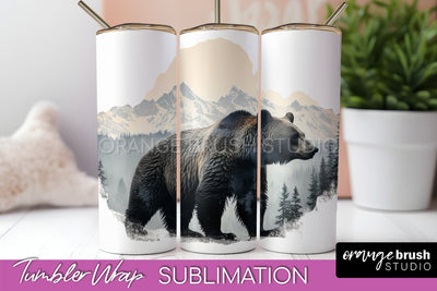Wild Animals Tumbler Wrap, Mountain Tumbler Sublimation Sublimation OrangeBrushStudio 