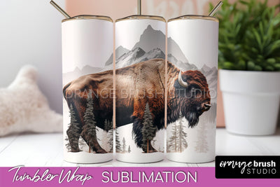 Wild Animals Tumbler Wrap, Mountain Tumbler Sublimation Sublimation OrangeBrushStudio 