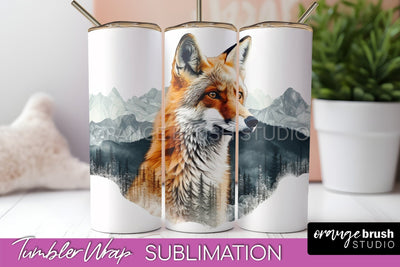 Wild Animals Tumbler Wrap, Mountain Tumbler Sublimation Sublimation OrangeBrushStudio 