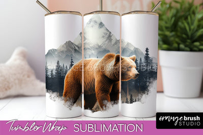 Wild Animals Tumbler Wrap, Mountain Tumbler Sublimation Sublimation OrangeBrushStudio 