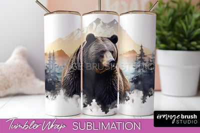 Wild Animals Tumbler Wrap, Mountain Tumbler Sublimation Sublimation OrangeBrushStudio 