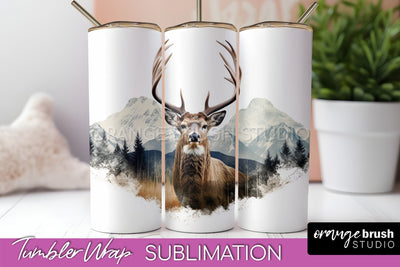 Wild Animals Tumbler Wrap, Mountain Tumbler Sublimation Sublimation OrangeBrushStudio 