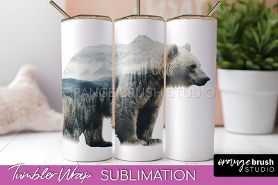 Wild Animals Tumbler Wrap, Mountain Tumbler Sublimation Sublimation OrangeBrushStudio 