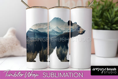 Wild Animals Tumbler Wrap, Mountain Tumbler Sublimation Sublimation OrangeBrushStudio 