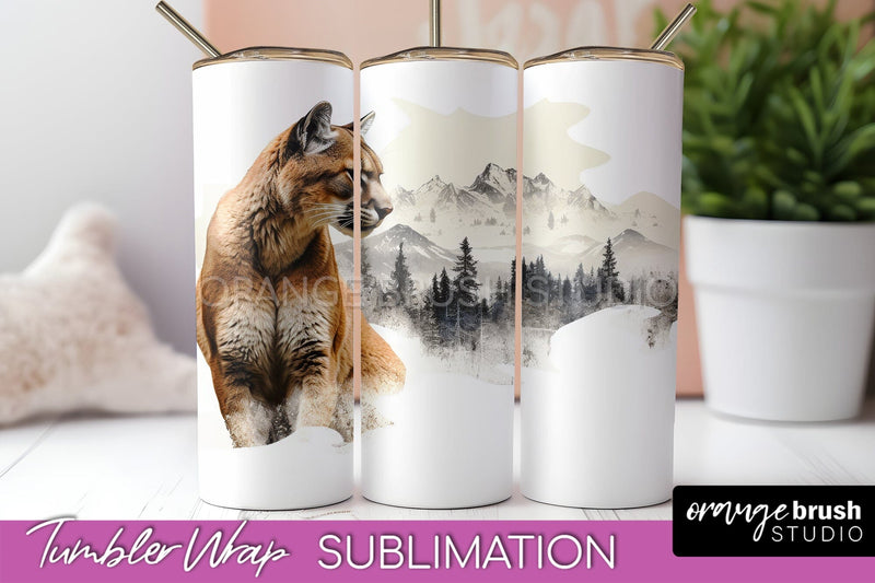 Wild Animals Tumbler Wrap, Mountain Tumbler Sublimation Sublimation OrangeBrushStudio 