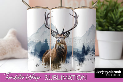 Wild Animals Tumbler Wrap, Mountain Tumbler Sublimation Sublimation OrangeBrushStudio 