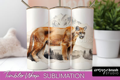 Wild Animals Tumbler Wrap, Mountain Tumbler Sublimation Sublimation OrangeBrushStudio 