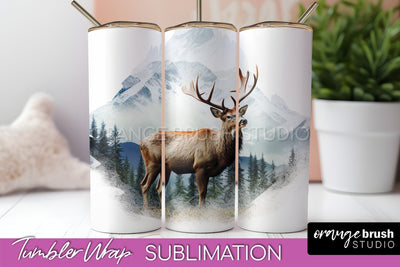 Wild Animals Tumbler Wrap, Mountain Tumbler Sublimation Sublimation OrangeBrushStudio 