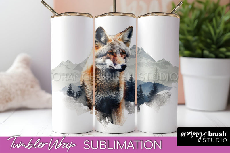 Wild Animals Tumbler Wrap, Mountain Tumbler Sublimation Sublimation OrangeBrushStudio 