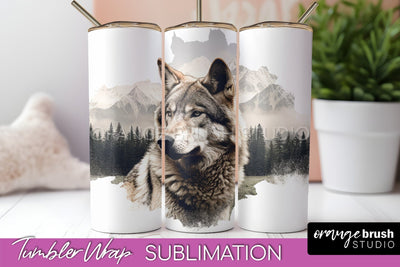 Wild Animals Tumbler Wrap, Mountain Tumbler Sublimation Sublimation OrangeBrushStudio 
