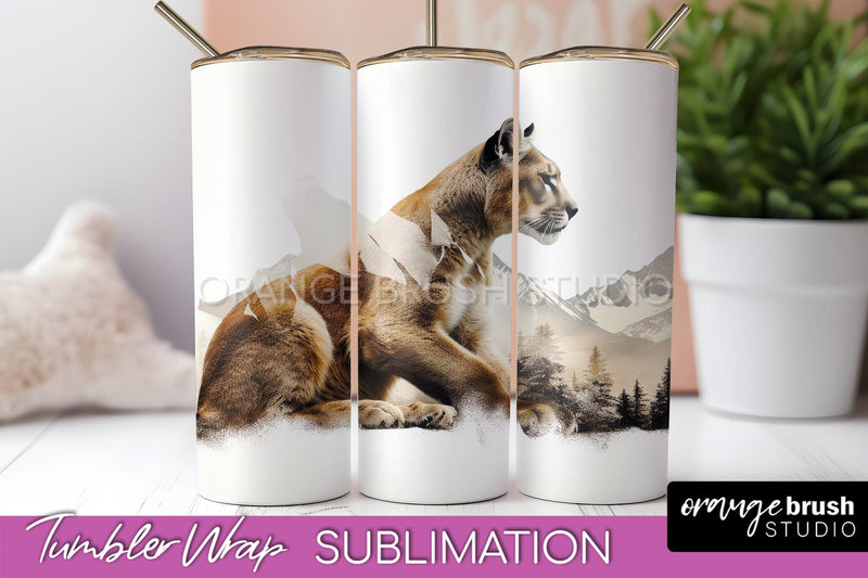 Wild Animals Tumbler Wrap, Mountain Tumbler Sublimation Sublimation OrangeBrushStudio 