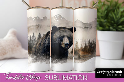 Wild Animals Tumbler Wrap, Mountain Tumbler Sublimation Sublimation OrangeBrushStudio 