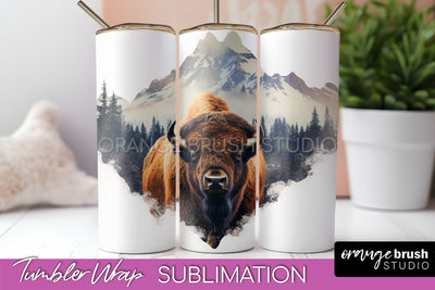 Wild Animals Tumbler Wrap, Mountain Tumbler Sublimation Sublimation OrangeBrushStudio 