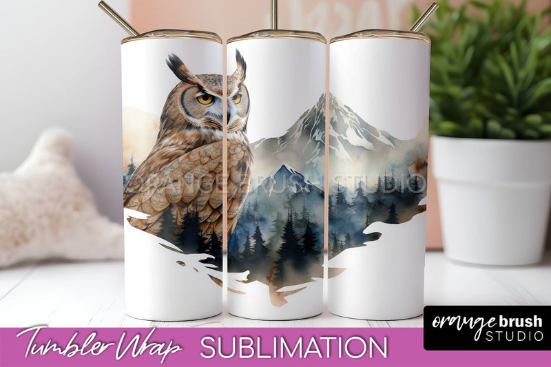 Wild Animals Tumbler Wrap, Mountain Tumbler Sublimation Sublimation OrangeBrushStudio 
