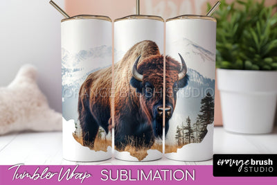 Wild Animals Tumbler Wrap, Mountain Tumbler Sublimation Sublimation OrangeBrushStudio 