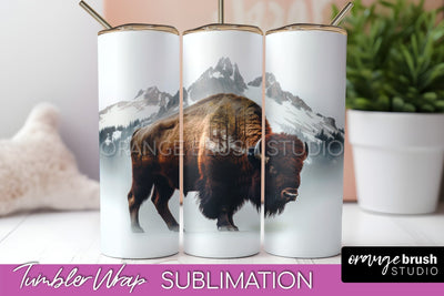 Wild Animals Tumbler Wrap, Mountain Tumbler Sublimation Sublimation OrangeBrushStudio 