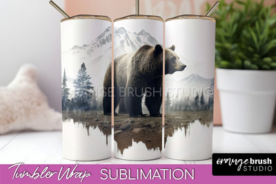 Wild Animals Tumbler Wrap, Mountain Tumbler Sublimation Sublimation OrangeBrushStudio 