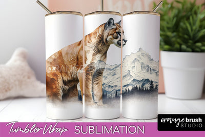 Wild Animals Tumbler Wrap, Mountain Tumbler Sublimation Sublimation OrangeBrushStudio 