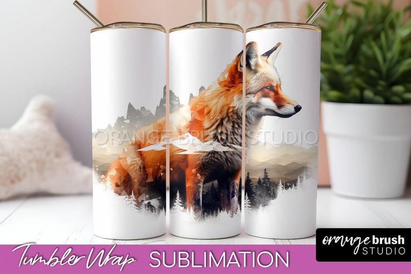 Wild Animals Tumbler Wrap, Mountain Tumbler Sublimation Sublimation OrangeBrushStudio 