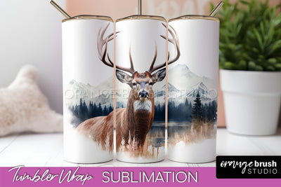 Wild Animals Tumbler Wrap, Mountain Tumbler Sublimation Sublimation OrangeBrushStudio 