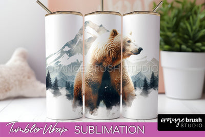 Wild Animals Tumbler Wrap, Mountain Tumbler Sublimation Sublimation OrangeBrushStudio 
