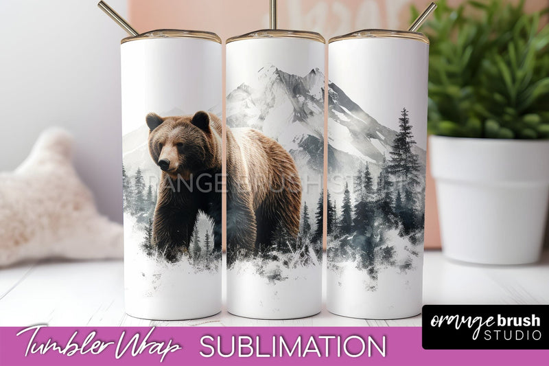 Wild Animals Tumbler Wrap, Mountain Tumbler Sublimation Sublimation OrangeBrushStudio 