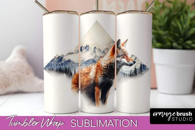 Wild Animals Tumbler Wrap, Mountain Tumbler Sublimation Sublimation OrangeBrushStudio 