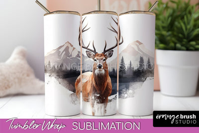 Wild Animals Tumbler Wrap, Mountain Tumbler Sublimation Sublimation OrangeBrushStudio 