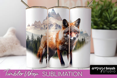 Wild Animals Tumbler Wrap, Mountain Tumbler Sublimation Sublimation OrangeBrushStudio 
