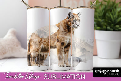 Wild Animals Tumbler Wrap, Mountain Tumbler Sublimation Sublimation OrangeBrushStudio 