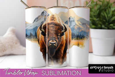 Wild Animals Tumbler Wrap, Mountain Tumbler Sublimation Sublimation OrangeBrushStudio 