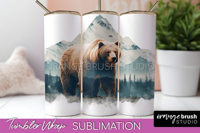 Wild Animals Tumbler Wrap, Mountain Tumbler Sublimation Sublimation OrangeBrushStudio 