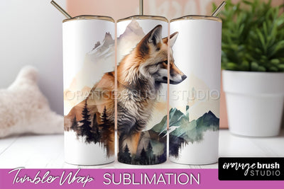 Wild Animals Tumbler Wrap, Mountain Tumbler Sublimation Sublimation OrangeBrushStudio 
