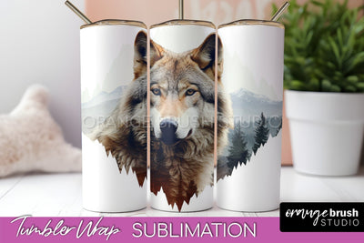 Wild Animals Tumbler Wrap, Mountain Tumbler Sublimation Sublimation OrangeBrushStudio 