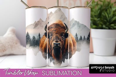 Wild Animals Tumbler Wrap, Mountain Tumbler Sublimation Sublimation OrangeBrushStudio 