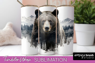 Wild Animals Tumbler Wrap, Mountain Tumbler Sublimation Sublimation OrangeBrushStudio 