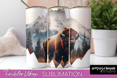 Wild Animals Tumbler Wrap, Mountain Tumbler Sublimation Sublimation OrangeBrushStudio 