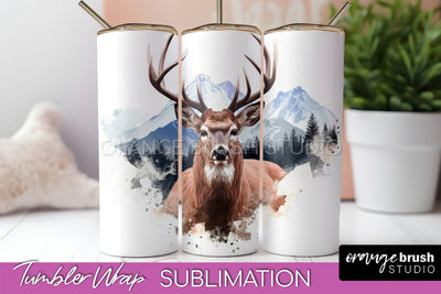 Wild Animals Tumbler Wrap, Mountain Tumbler Sublimation Sublimation OrangeBrushStudio 