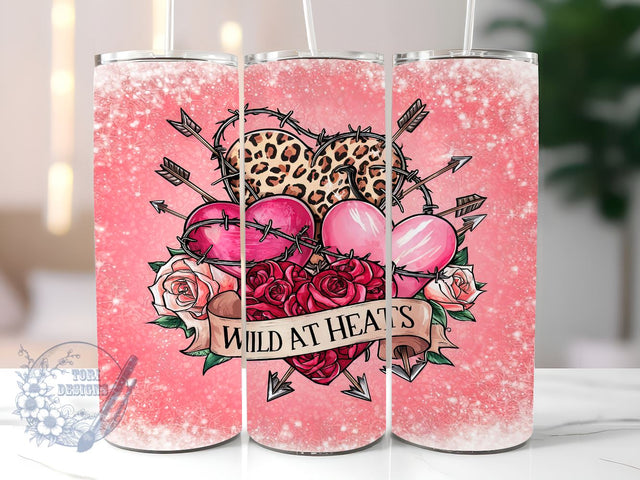 Wild At Heart Country 20oz Skinny Tumbler, Heart Leopard Tumbler Png, Straight & Tapered Tumbler Wrap, Instant Digital Download Sublimation ToriDesigns 