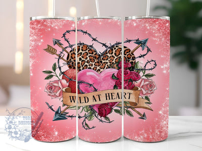 Wild At Heart Country 20oz Skinny Tumbler, Heart Leopard Tumbler Png, Straight & Tapered Tumbler Wrap, Instant Digital Download Sublimation ToriDesigns 