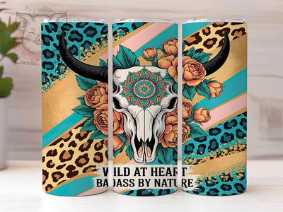 Wild At Heart Western Aztec Tumbler, Wild At Heart PNG, Badass By Nature Wrap, 20oz Sublimation Design, Boho Western Cup, Cowgirl Attitude Tumbler, Tribal Pattern Wrap Sublimation Lara' s Designs 